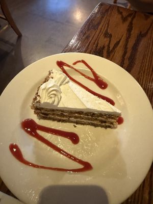 Carrot cake w/raspberry splash  at Cafe Sunflower in Atlanta