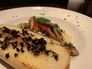 The Alfredo with toast! Delish at Cafe Sunflower in Atlanta