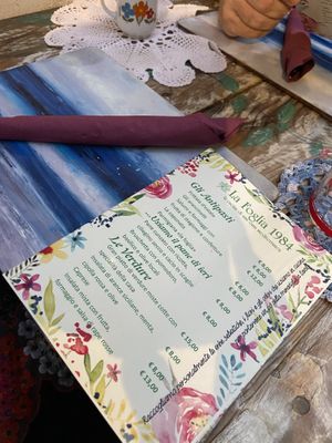 Menu  at La Foglia in Siracusa