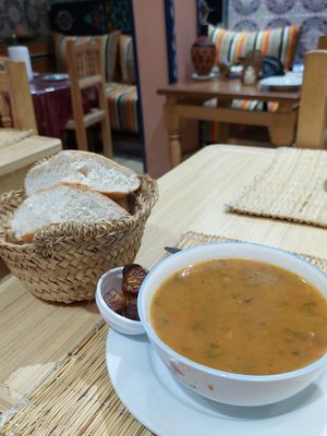 Traditional Harira soup (20 dh) at Aisha in Meknes