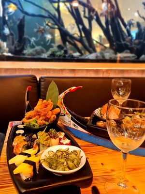 Serving sushi in a traditional moliceiro boat was a great touch. at Subenshi in Aveiro