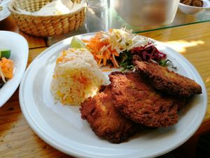 Breaded mushrooms at Falafel Shalom in Tepoztlan