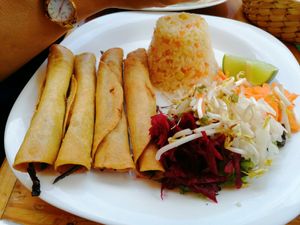 Tacos dorados at Falafel Shalom in Tepoztlan