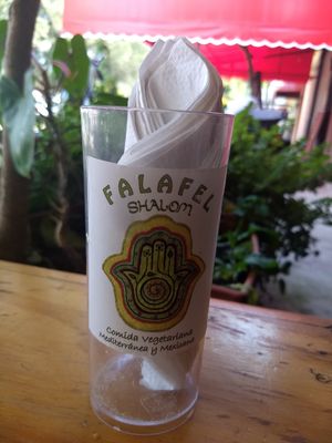 🙂 at Falafel Shalom in Tepoztlan