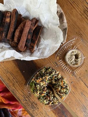 Pita, baba ganoush, taboule  at Falafel Shalom in Tepoztlan