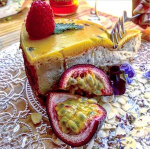 Passion fruit Cheesecake at Frutas Prohibidas in Madrid