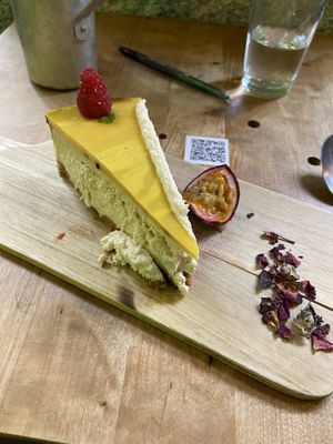 Passion fruit cheesecake   at Frutas Prohibidas in Madrid