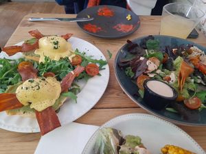 Benedictine eggs and Sodoma and Gomorra bowl at Frutas Prohibidas in Madrid