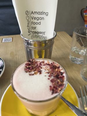 Beetroot vanilla milk  at Frutas Prohibidas in Madrid