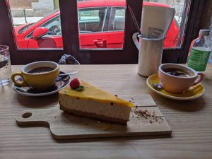 Passion fruit cheesecake  at Frutas Prohibidas in Madrid