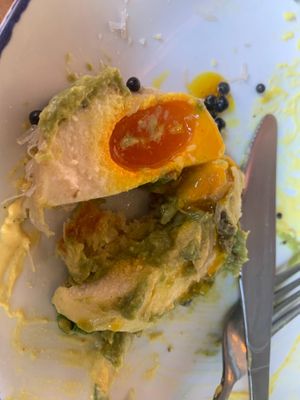 Inside of Eggs Benedict at Frutas Prohibidas in Madrid