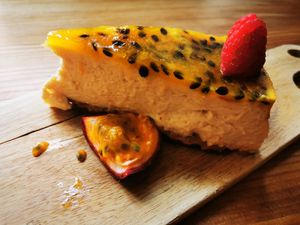 Cheesecake at Frutas Prohibidas in Madrid