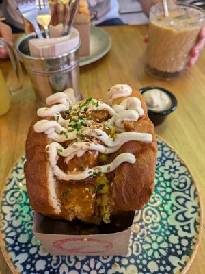 Maple, chickun, and scramble sandwich at Frutas Prohibidas in Madrid