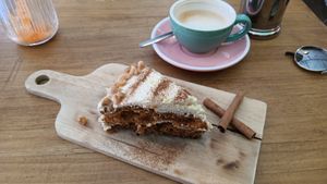 This carrot cake almost made me tear up a little. at Frutas Prohibidas in Madrid