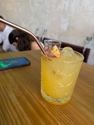 Passion fruit lemonade at Frutas Prohibidas in Madrid