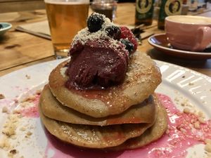 Vegan pancakes  at Frutas Prohibidas in Madrid