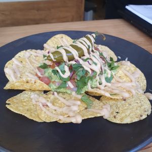 Guacamole nachos at Frutas Prohibidas in Madrid