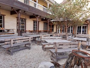 Outdoor seating at Appaloosa Saloon in Spiez