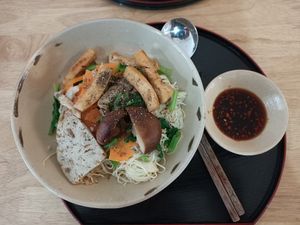 Vegan noodles at Nâunâu in Ho Chi Minh City