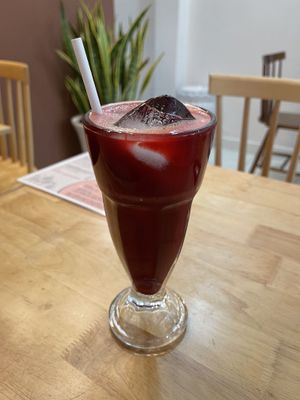 Carrot beetroot ginger juice  at Nâunâu in Ho Chi Minh City