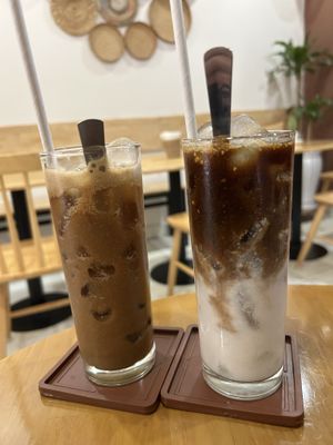 Vietnamese coffee and cappuccino  at Nâunâu in Ho Chi Minh City