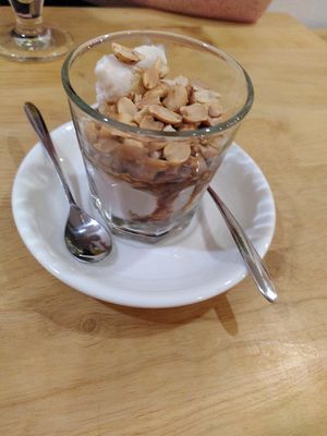 Roasted peanuts coffee homemade coconut icecream at Nâunâu in Ho Chi Minh City