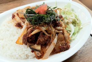 plant-based meat red pepper paste - close-up at Vege Bear in Seoul