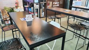 seating space inside food court at Vege Bear in Seoul