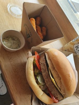 Big v burger and nuggets at Vego's in Islington