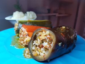 Stuffed egg-plant, parika & zucchini at Sibel's in Vienna