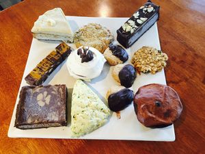 Desserts ~ cupcakes ~ mocha cheesecake ~ vegan ~ gluten-free. at Good Natured Cafe in Martinsburg