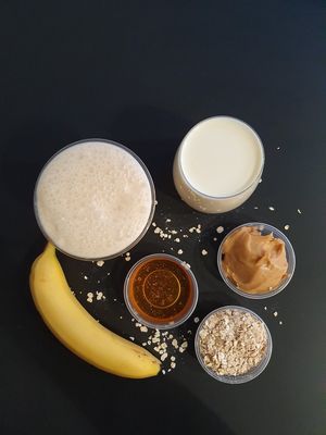 Peanut Butter Shake.  Full vegan option available. at The Juice Jar in Belfast