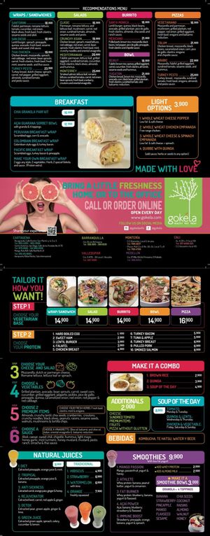 English menu at Gokela - Centro - Maybe closed in Cartagena