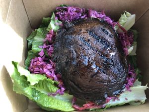 Lettuce , veggies slaw, and mushroom  at Jandi's Natural Market and Organic Cafe in Oceanside