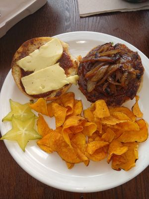 Paniolo Burger with Cheez at Wild Thyme Organics in Kealakekua