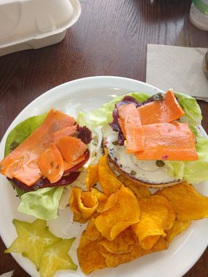 Bagel with BeerLox at Wild Thyme Organics in Kealakekua