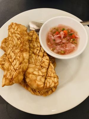 Fried tempeh  at Green Asia in Tokyo
