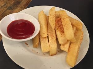 Spicy fries at Green Asia in Tokyo