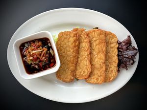Fried Tempeh with Herbs and Chilli 🌶️   at Green Asia in Tokyo