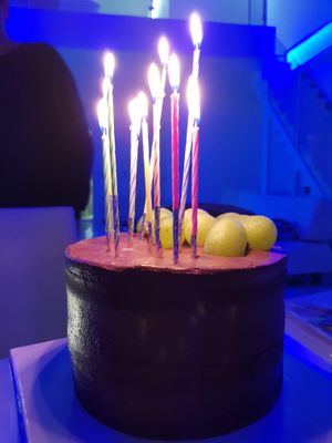 Chocolate birthday cake that we ordered at Monde in Geoje
