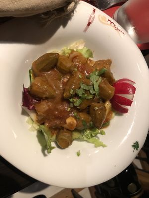 okra and tomatos  at Mijana in Orleans