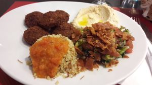 Falafels, houmous and rice at Mijana in Orleans