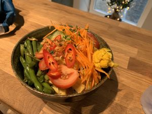 The kind staff gave me some of everything vegan in a bowl. at Papa Oro's in Baden