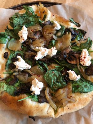 The vegan spinach and mushroom pizza with vegan ricotta. It’s as delicious as it looks. at True Food Kitchen in Alpharetta