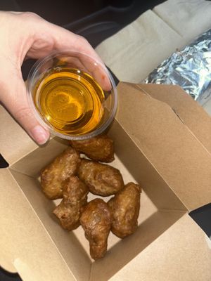 Chickn wings with honest glaze on the side   at Vegan Shack in Manchester