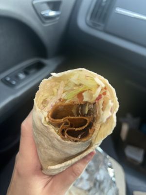 Inside doner kebab   at Vegan Shack in Manchester