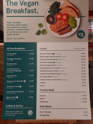 Full January menu board at Tesco Café in Stevenage
