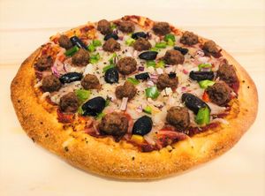 Vegan Beyond meat pizza!!!! at T-Mama's Gourmet in Aurora