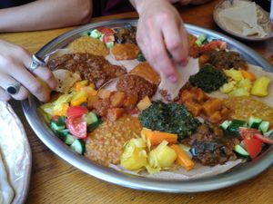 Vegetarian combination platter at Oost-Afrikaans Eethuis Djebena in Leiden