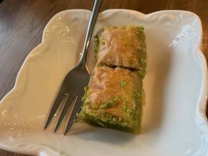 baklava (good!) at Lezizel Manti in Regensburg